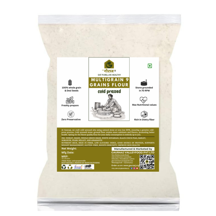Natural Stone Grounded Cold Pressed Multigrain Flour 9 Grains (Navratna Aata)-1Kg